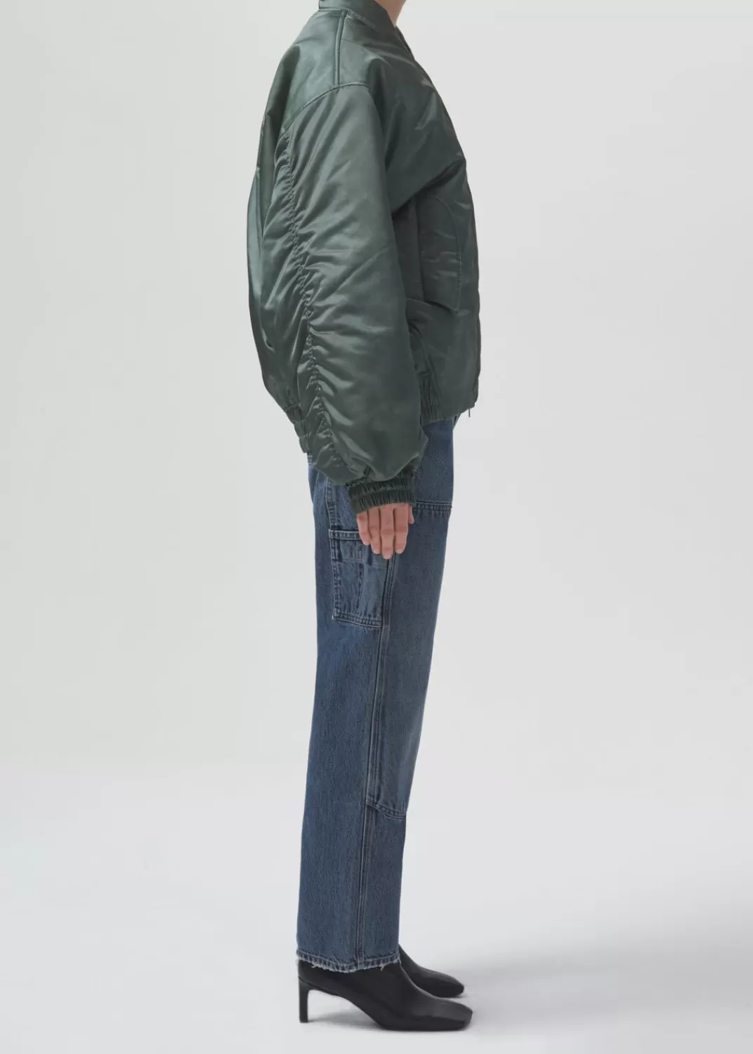 Store AGOLDE Shoreditch Ski Club X Nisa Bomber Jacket In Steel Green